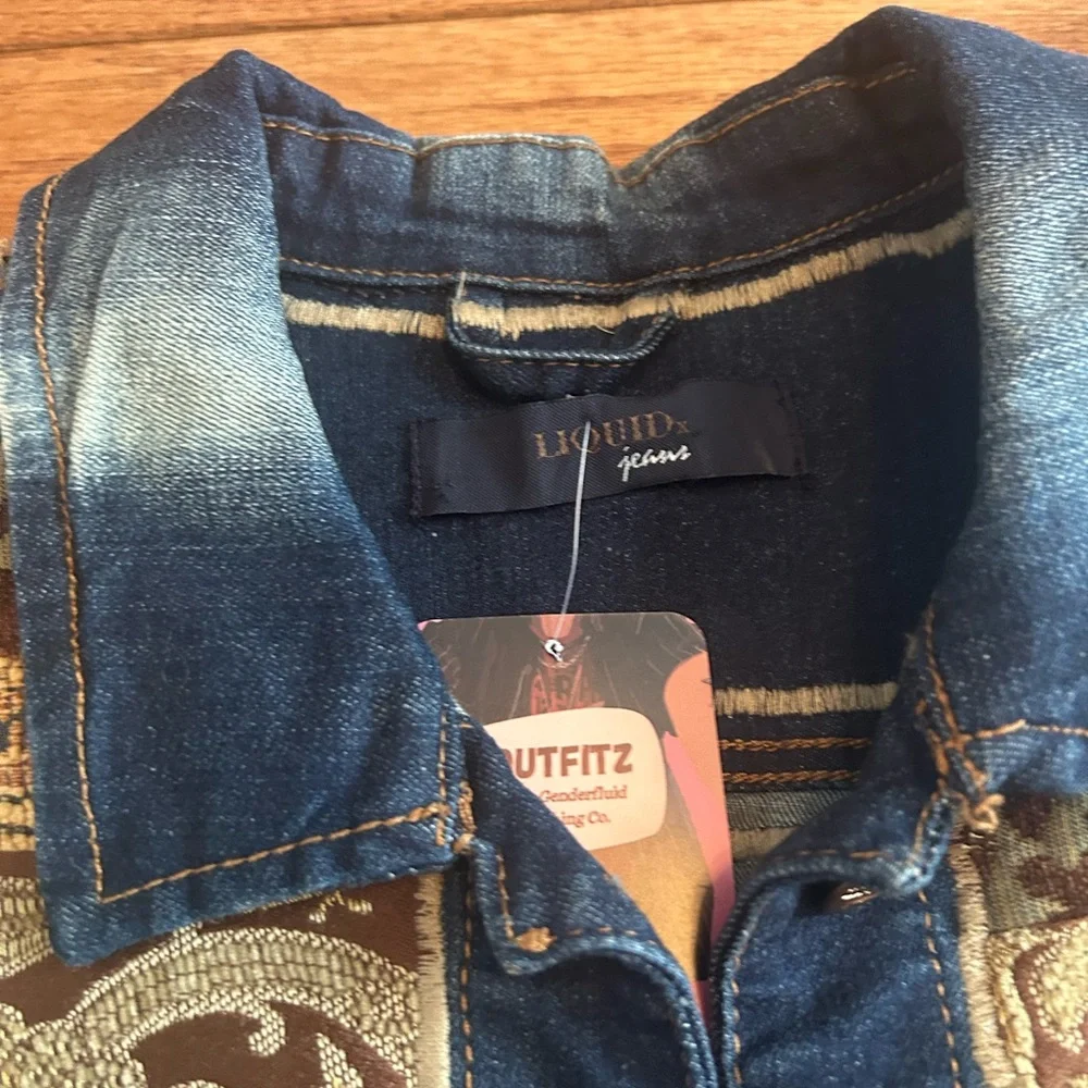 Whimsigoth tapestry patchwork denim jacket - Picture 11 of 15